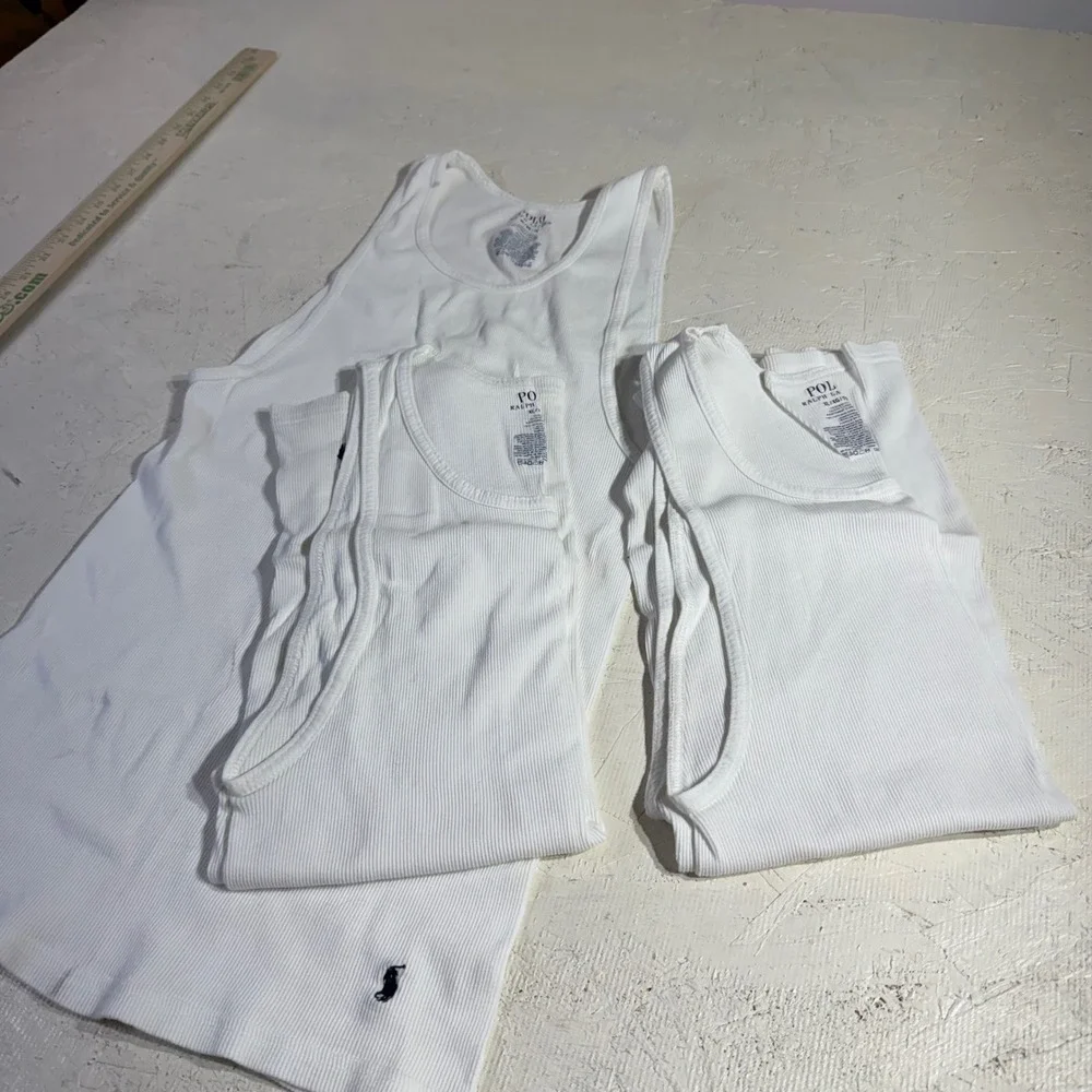 Polo Ralph Lauren Cotton Ribbed Tank Undershirts XL White 3 Pack